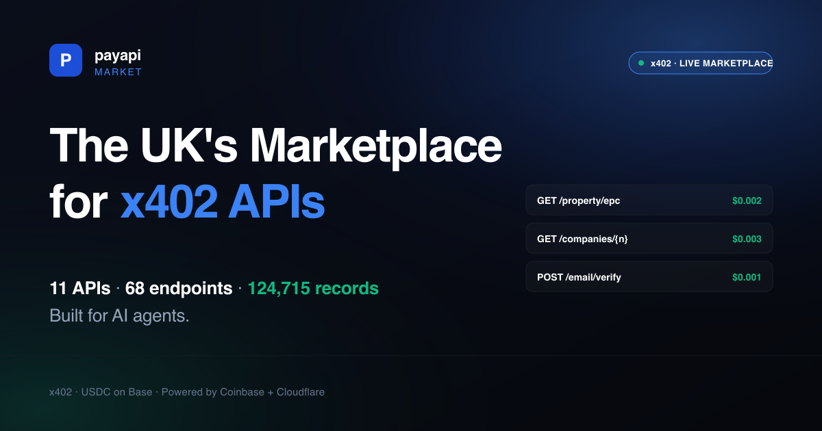 PayAPI Market | UK's API Marketplace for AI Agents - x402 Protocol